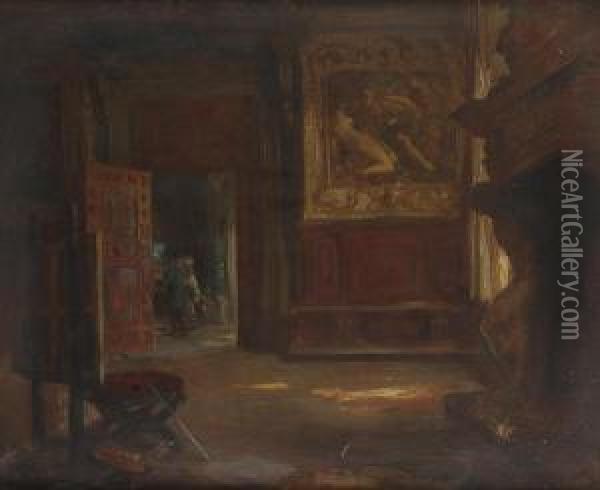 Studying Tintoretto In The Ducal Palace Oil Painting - Charles Hodge Mackie