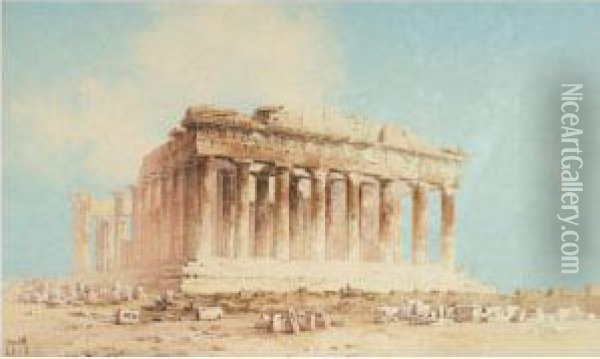 The Parthenon Oil Painting - Spyridon Scarvelli