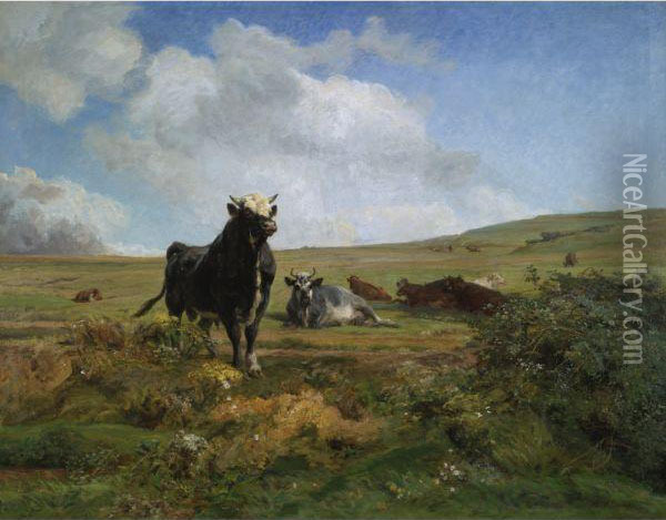 Leader Of The Herd Oil Painting - Auguste Bonheur