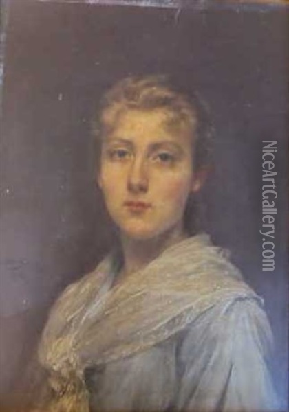 Portrait De Madame Claretie Oil Painting - Gaston Casimir Saint-Pierre