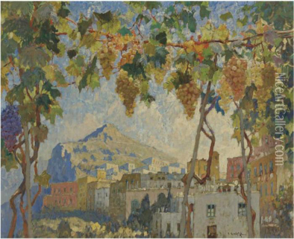 Grapes, Capri Oil Painting - Konstantin Ivanovich Gorbatov