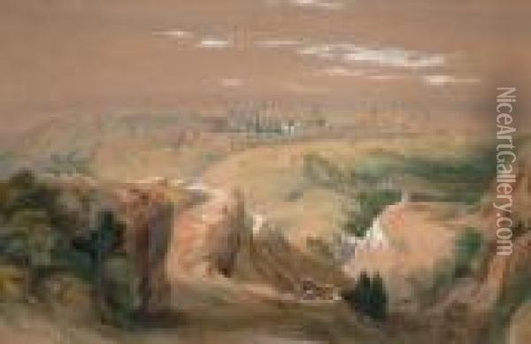 Jerusalem From The Mount Of Olives Oil Painting - Edward Lear