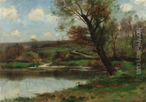 Black Willow (river Landscape) Oil Painting - John Appleton Brown