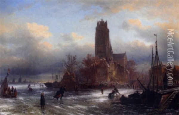 Motiv Aus Dordrecht Oil Painting - Elias Pieter van Bommel