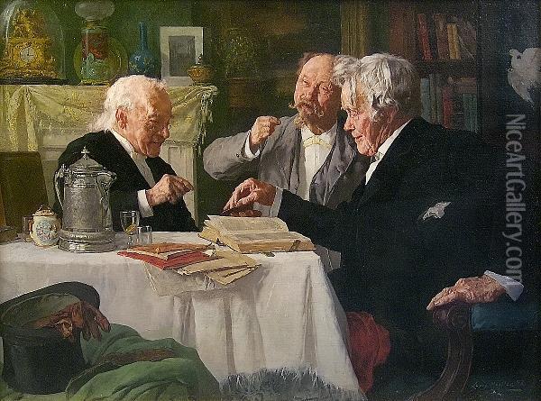 Men's Discussion Oil Painting - Louis Charles Moeller