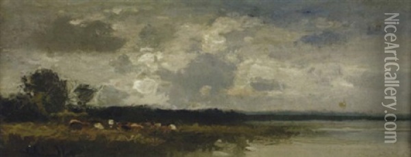 Herbstabend An Der Seine Oil Painting - Emil Jacob Schindler
