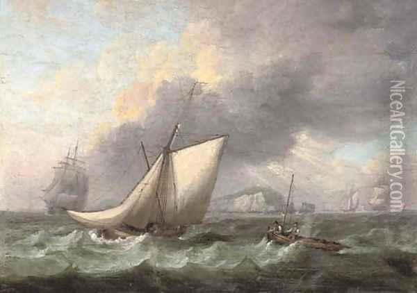 Shipping in a squall off the Needles Oil Painting - Thomas Luny