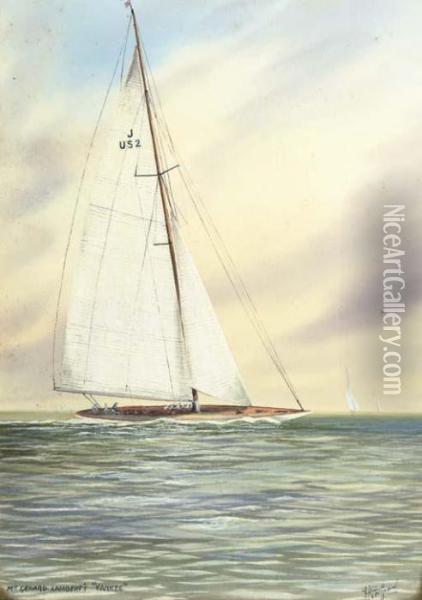 Mr Gerard Lambert's 'yankee', A J-class Yacht Oil Painting - Henry Strafford