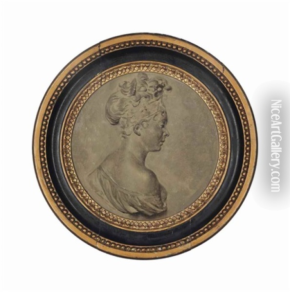 Portrait Of Madame Juliette Recamier (1777 - 1849) Oil Painting - Jules (Julien-Leopold) Boilly