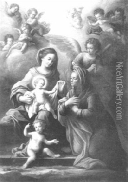 Madonna Con Bambino, Con San Giovannino E Sant'anna Oil Painting - Paolo de Matteis