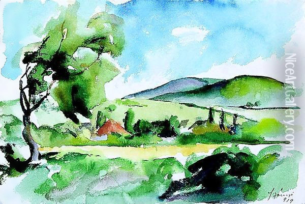 Landscape 1919 Oil Painting - Istvan Desi-Huber