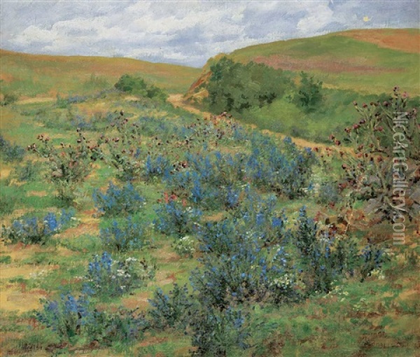 Untitled - Bluebells And Dunes Oil Painting - Paul De Longpre