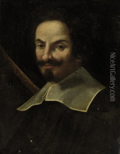 Portrait Of A Gentleman In A Black Coat Oil Painting - Gian Lorenzo Bernini