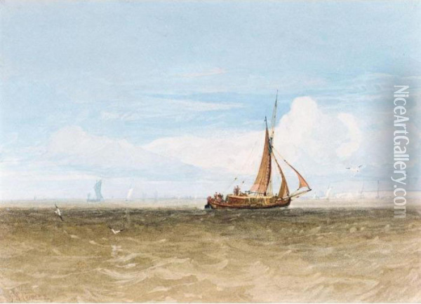 Shipping Off Cromer, Norfolk Oil Painting - John Sell Cotman