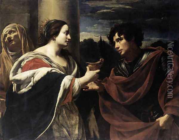 Sophonisba Receiving the Poisoned Chalice c. 1623 Oil Painting - Simon Vouet