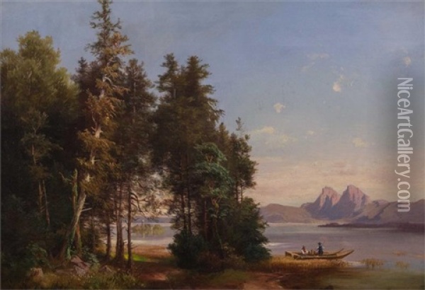 Am Ufer Eines Gebirgsees Oil Painting - Anna (Baar-Plommer) Plommer