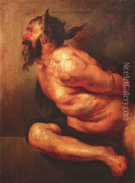 Gefesselter Faun Oil Painting - Giovanni Battista Langetti