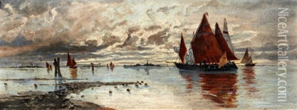 Abendstimmung In Der Lagune Vor Venedig Oil Painting - Eduard Fischer