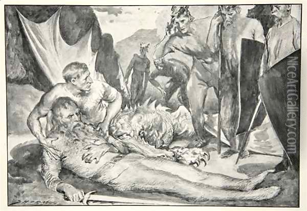 The Death of Beowulf Oil Painting - John Henry Frederick Bacon