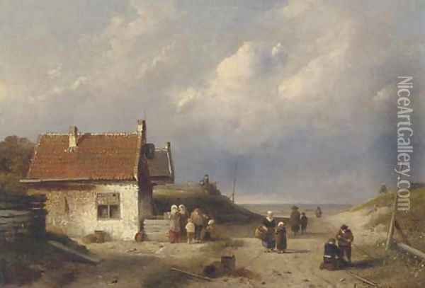 A coast scene near Scheveningen, Holland Oil Painting - Charles Henri Joseph Leickert