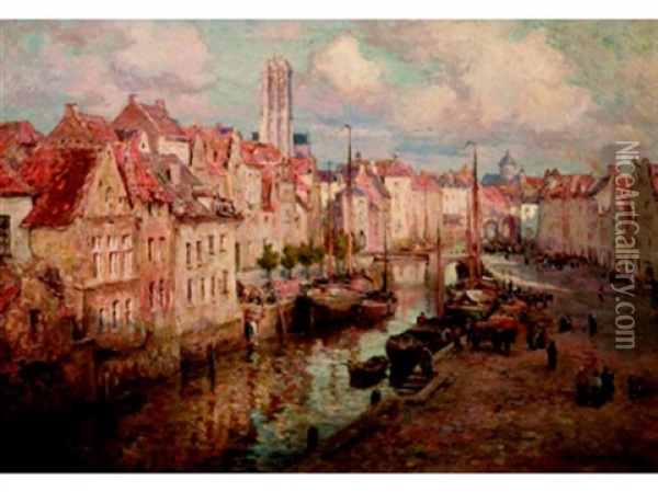 Malines, Belgium Oil Painting - Colin Campbell Cooper