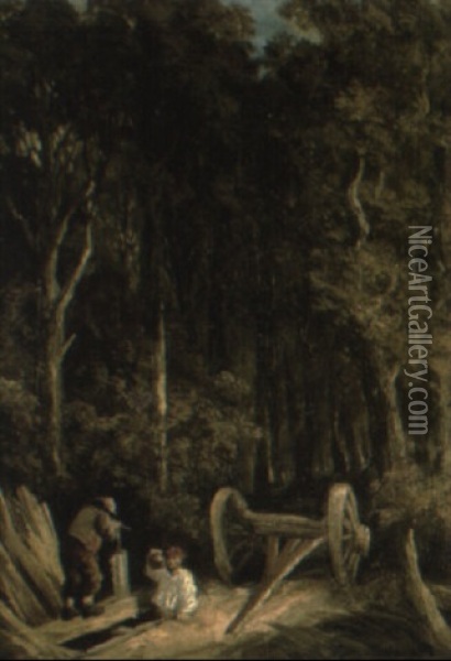 Woodcutters Oil Painting - Thomas Creswick
