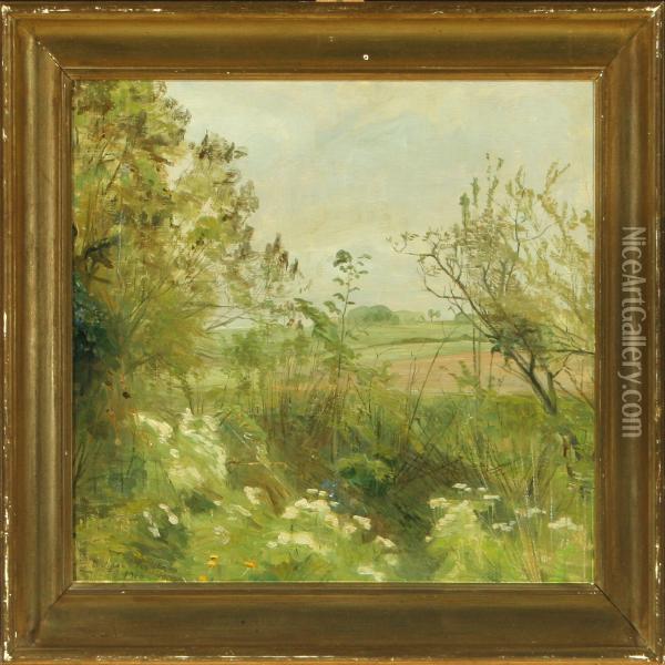 Spring Time With Wildflowers Oil Painting - Aage Bertelsen
