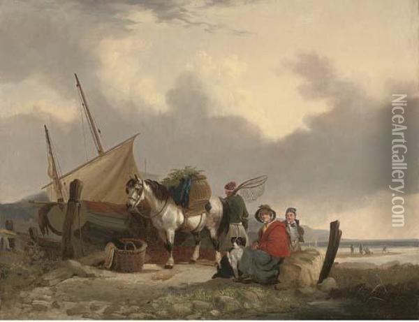 Loading Up The Day's Catch Oil Painting - Snr William Shayer