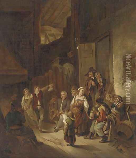 Peasants making merry in a barn Oil Painting - Jan Steen