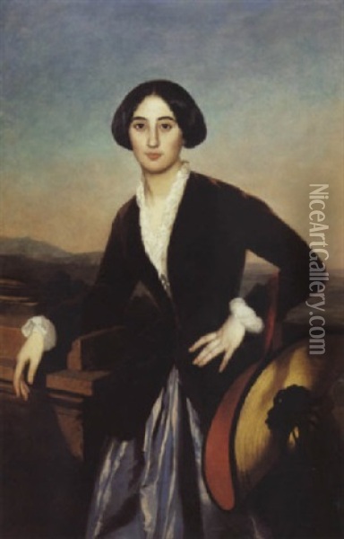 L'elegante Au Chapeau Oil Painting - Auguste Barthelemy Glaize