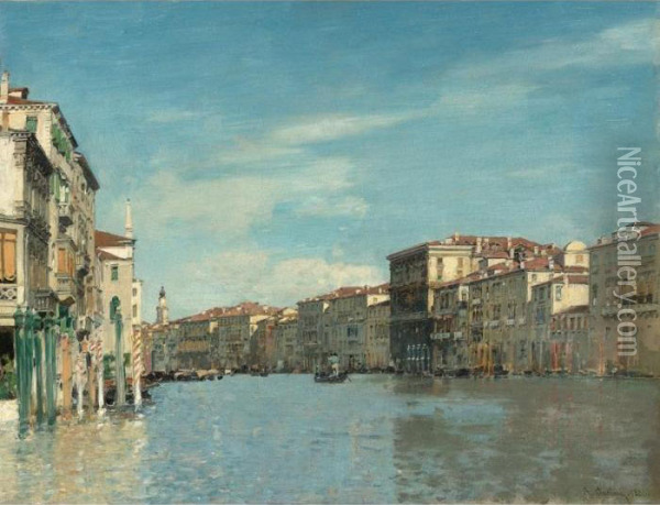 On The Grand Canal, Venice Oil Painting - Alberto Pasini