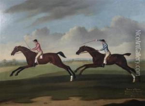 Aaron And Driver/running The Second/heat At Maidenhead/1754 Oil Painting - Francis Stringer