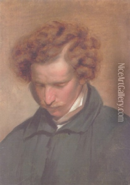 Portrat Des Dusseldorfer Malers Eduard Julius Friedrich Bendemann Oil Painting - Friedrich von Amerling