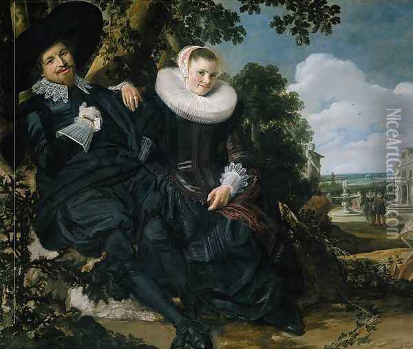 Marriage Portrait of Isaac Massa en Beatrix van der Laen Oil Painting - Frans Hals