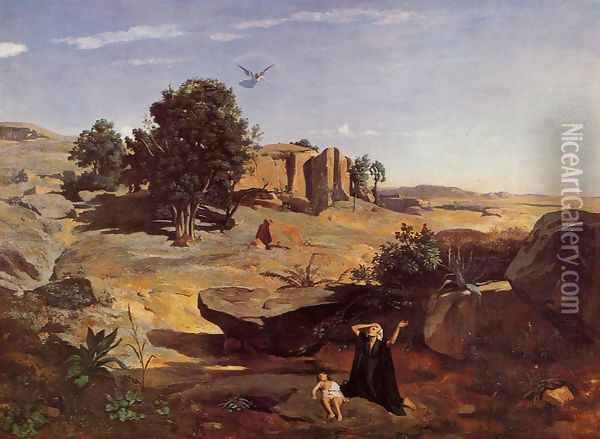 Hagar in the Wilderness Oil Painting - Jean-Baptiste-Camille Corot