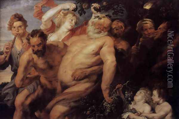 The Drunken Silenus c. 1620 Oil Painting - Peter Paul Rubens
