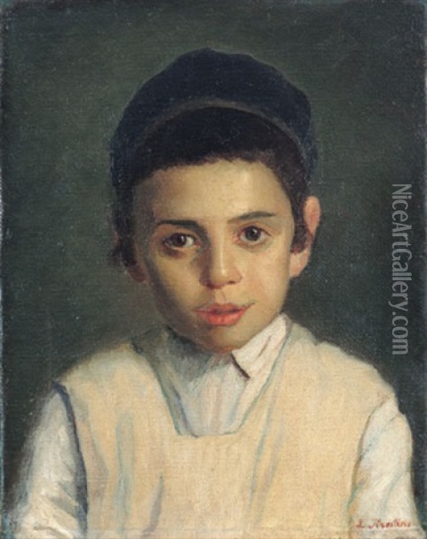 Portrait Of A Boy Wearing Tzitzit Oil Painting - Lazar Krestin