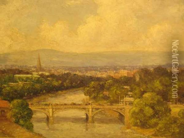 Bridge Across The River Oil Painting - James Swinton Diston