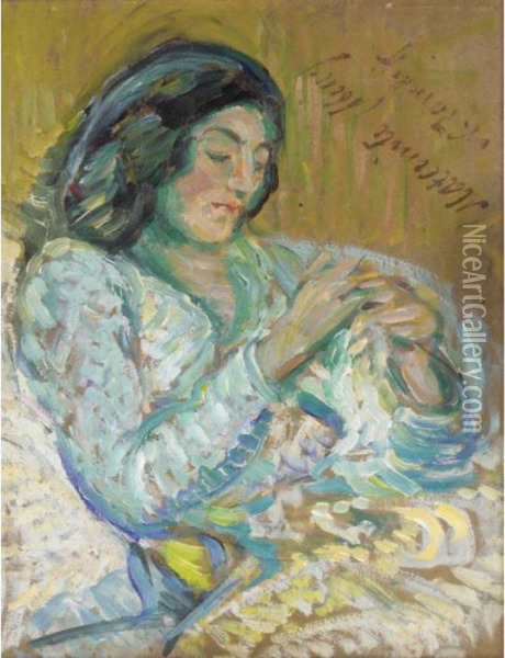 Motherhood (in Blue) Oil Painting - Nikolai Aleksandrovich Tarkhov