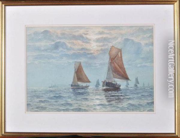 A Herring Fleet At Sea Oil Painting - William Thomas Nicholas Boyce