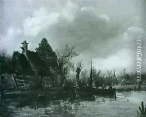 Flusslandschaft Oil Painting - Salomon van Ruysdael
