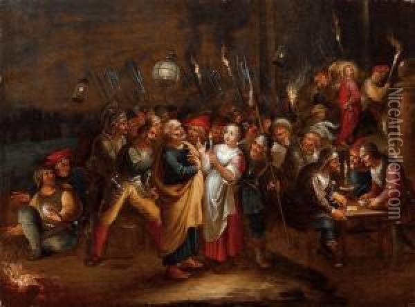 Il Primo Rinnegamento Di Pietro Oil Painting - Frans III Francken