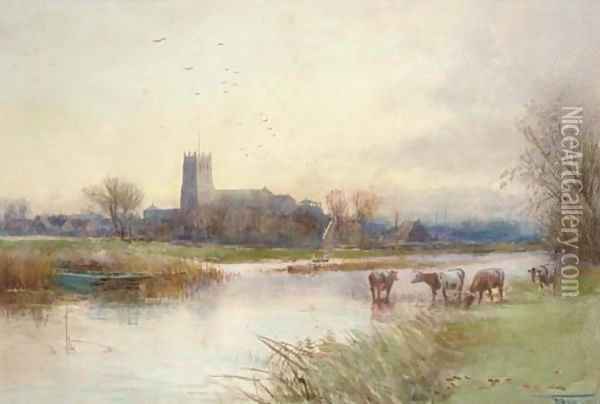 Christchurch view Oil Painting - Henry Charles Fox