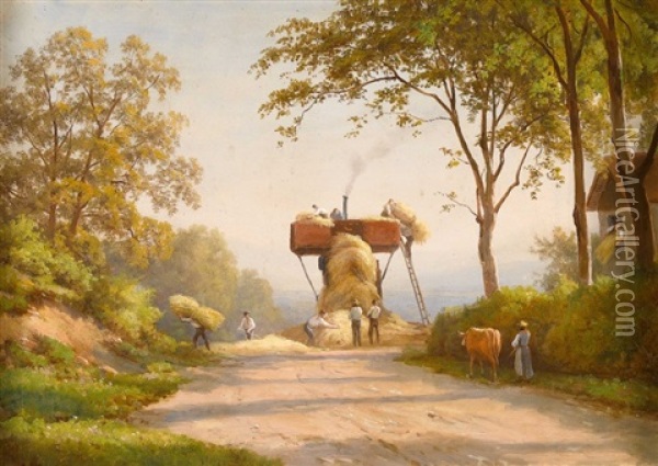Die Getreideernte Oil Painting - Jean Philippe George-Julliard