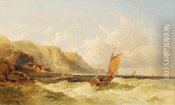 Shipping Off The Coast Oil Painting - Arthur Joseph Meadows
