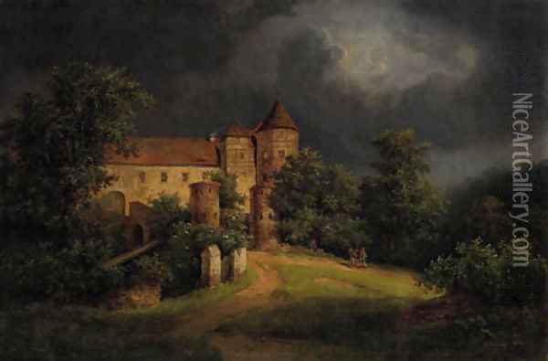 Schloss Schaufenberg bei Meissen Oil Painting - Otto Friedrich Georgi