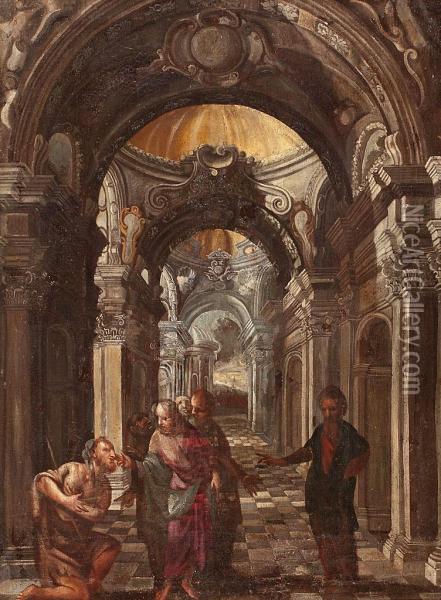 Cristo Y La Curacion Del Ciego Oil Painting - Francesco Battaglioli