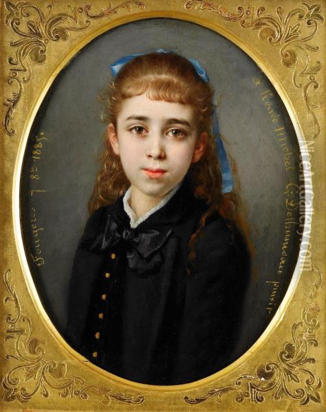 Flickportratt Oil Painting - Gustave Henri Eug. Delhumeau