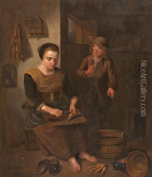 Kucheninterieur Mit Frau Und Kind Oil Painting - Pieter Snyers