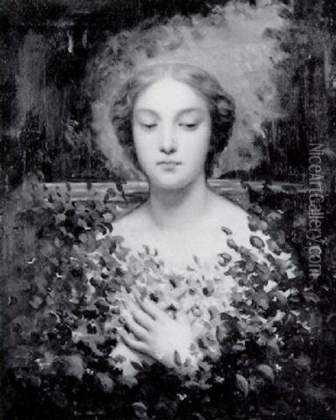 Femme Aux Fleurs Oil Painting - Auguste Boulard Sr.
